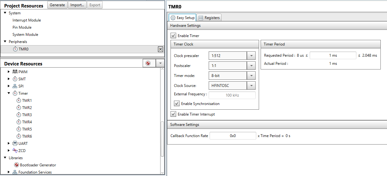 timer in code configurator